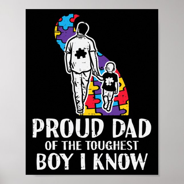 Stolt Pappa Tuffaste Pojken Autism Acceptans Asd P Poster (Framsidan)