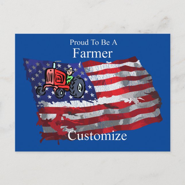 Stolt Patriotisk Bonde Flagga Thunder_Cove Vykort (Framsida)