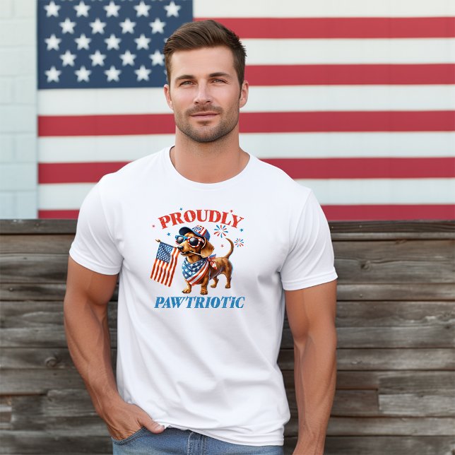 stolt Pawtriotic Dachshund Illustration T Shirt (Skapare uppladdad)