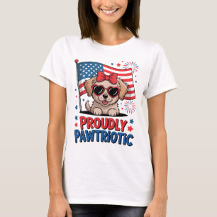 Stolt Pawtriotisk Hund 4:e Juli Patriotisk Valp T Shirt