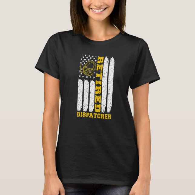 Stolt Pensionerad 911-Dispatch Med Pension Us Flag T Shirt (Framsida)