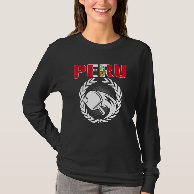 Stolt Peru Bordtennis Peruvian Pingis Supporter T Shirt (Framsida)