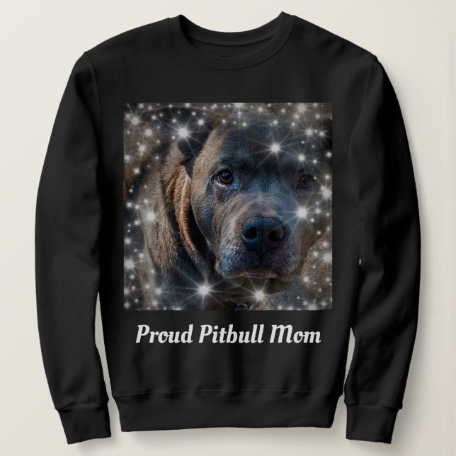 Stolt Pitbull Hundmamma Svart T Shirt (Design framsida)