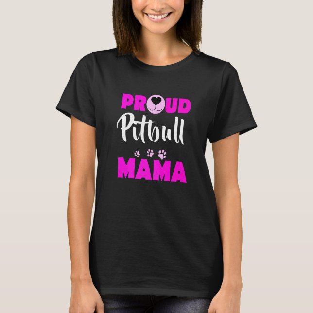 Stolt Pitbull Mamma T Shirt (Framsida)