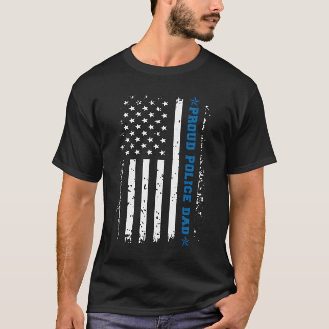 Stolt Polispappa Till En Polisman Fader Us Fla T Shirt (Framsida)