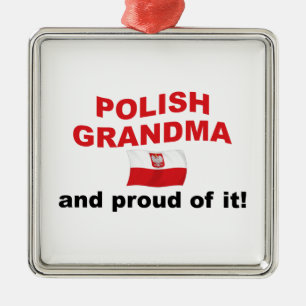 Stolt polsk mormor julgransprydnad metall