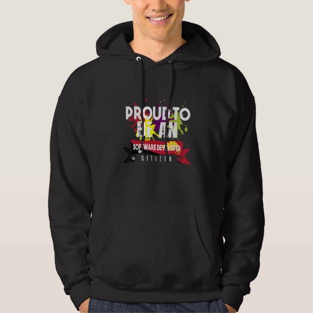 Stolt programvaruutvecklare medborgar yrke karriär hoodie (Framsida)