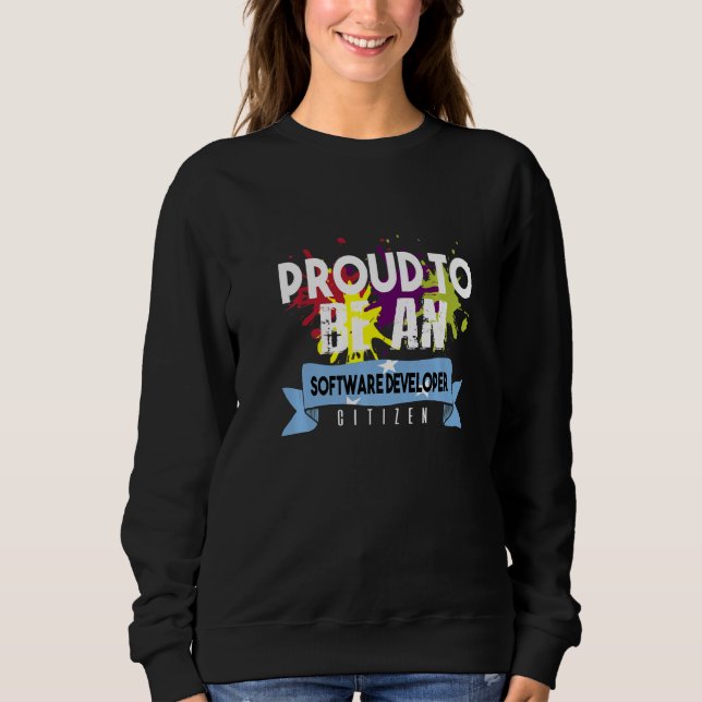 Stolt programvaruutvecklare medborgar yrke karriär t shirt (Framsida)