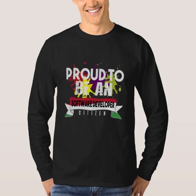 Stolt programvaruutvecklare medborgar yrke karriär t shirt (Framsida)
