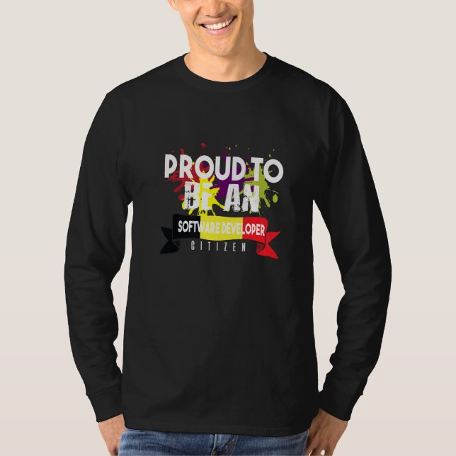 Stolt programvaruutvecklare medborgar yrke karriär t shirt (Framsida)