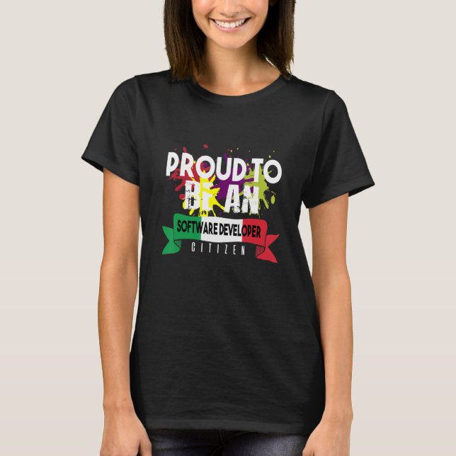 Stolt programvaruutvecklare medborgar yrke karriär t shirt (Framsida)