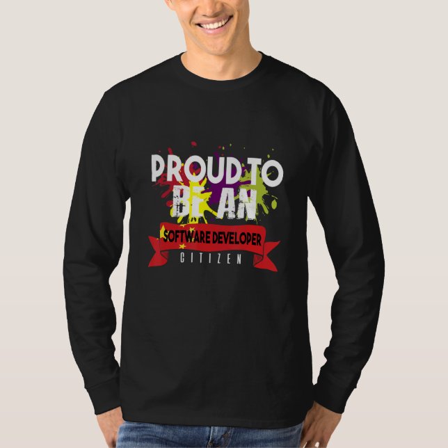Stolt programvaruutvecklare medborgare yrke karriä t shirt (Framsida)