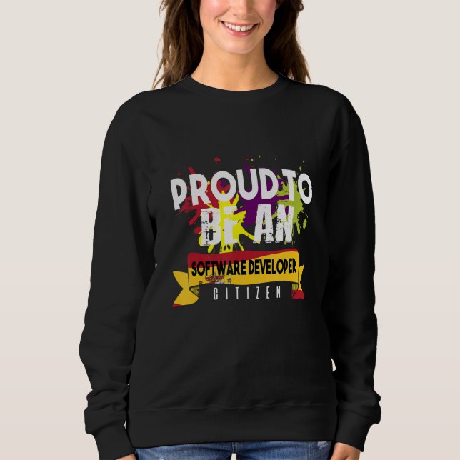 Stolt programvaruutvecklare medborgare yrke karriä t shirt (Framsida)