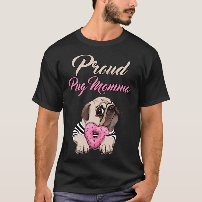 Stolt Pug-Mamma Avslappnad Passform 687 T Shirt (Framsida)
