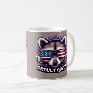 stolt Queer Raccoon med American Flagga Sunglasse Kaffemugg