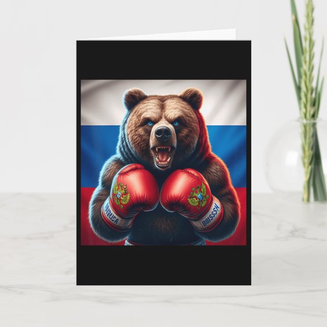 Stolt rysk björnboxare Ryssland kickboxare boxning Kort (Framsida)