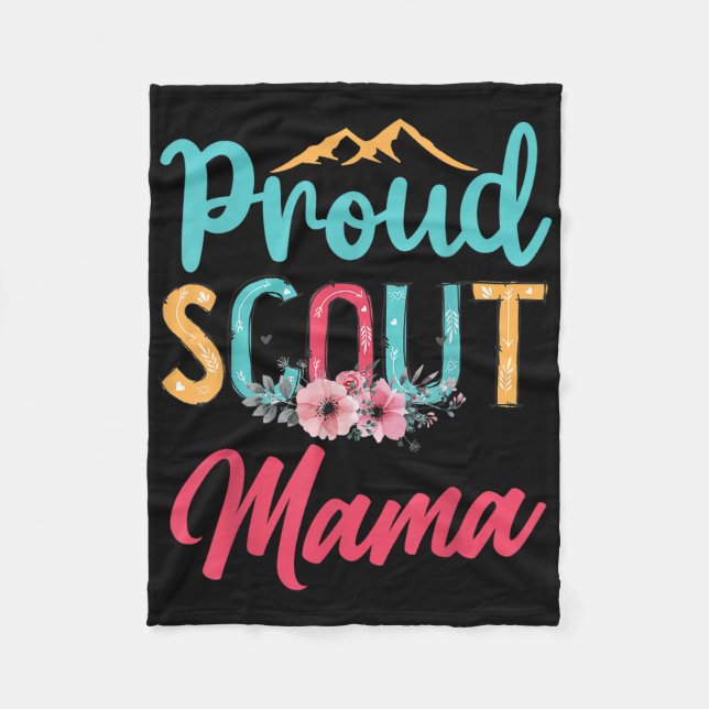 Stolt Scoutmamma Glad mors dag Camping Scouting Fleecefilt (Framsidan)