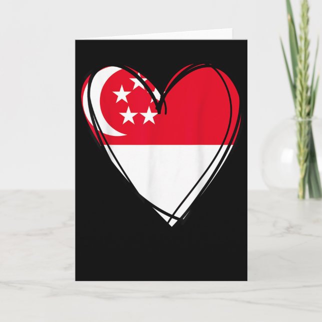 Stolt Singaporiansk Pojke Flickas Faster Pappa Mam Kort (Framsida)