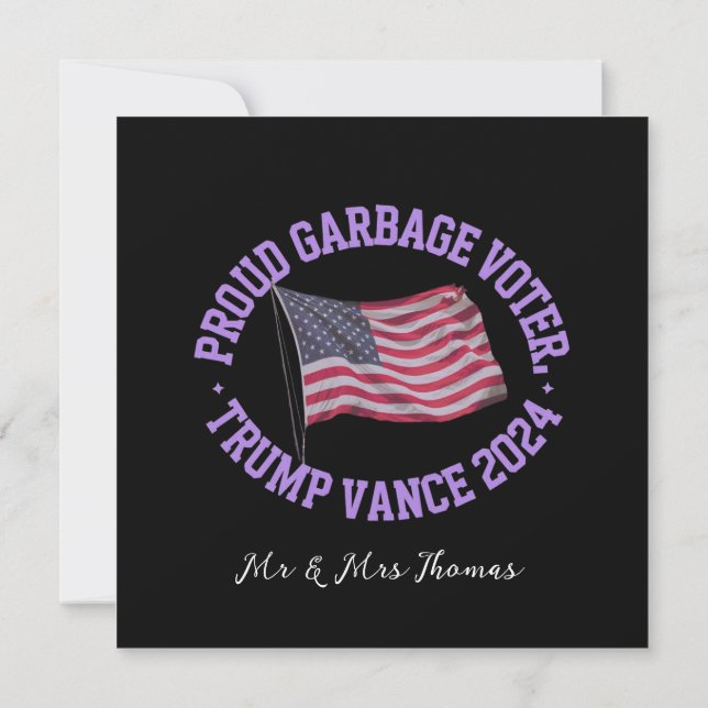 Stolt Skräp Valjare Trump Vance 2024 Stå Ut Inbjudningar (Baksida)