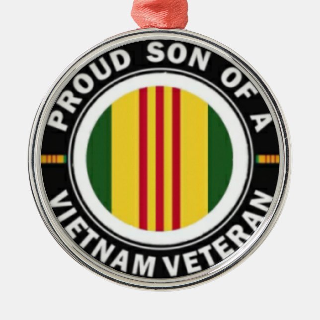 Stolt Son av en Vietnam veteranprydnad Julgransprydnad Metall (Framsidan)