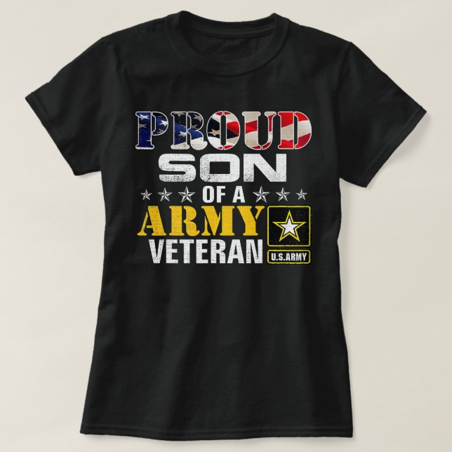 stolt son till arméns veteranpremium t shirt (Design framsida)