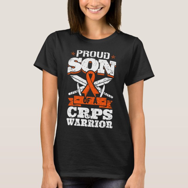 stolt son till CRPS Warrior RSD Awareness Ribbon A T Shirt (Framsida)