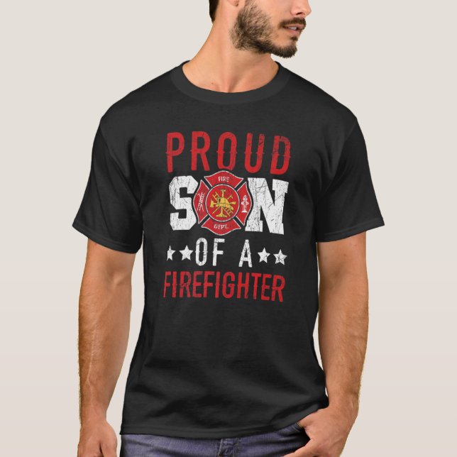stolt son till en brandman Firefighter Fireman Fi T Shirt (Framsida)
