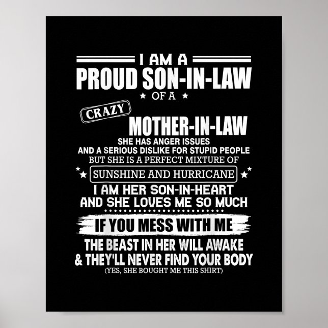 stolt son till en galen Svärmor Gift Son Mamma Poster (Framsidan)