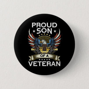 stolt son till en veteran USA flagga, stolt amerik Knapp