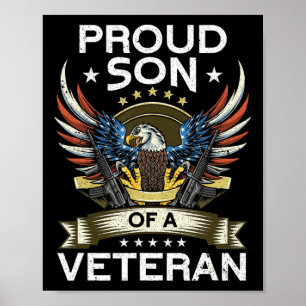 stolt son till en veteran USA flagga, stolt amerik Poster