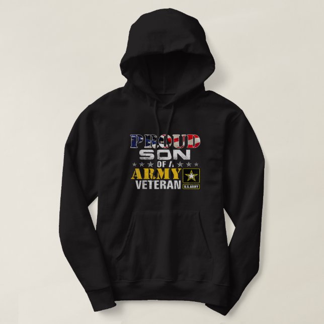 stolt son till militär Flagga i arméveteranerna Hoodie (Design framsida)