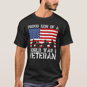 stolt son till Världskrig II Veteran American Flag T Shirt
