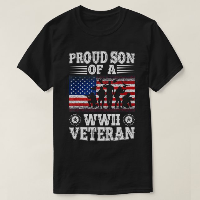 stolt son till veteraner från WWII, Patriotic Ve T Shirt (Design framsida)