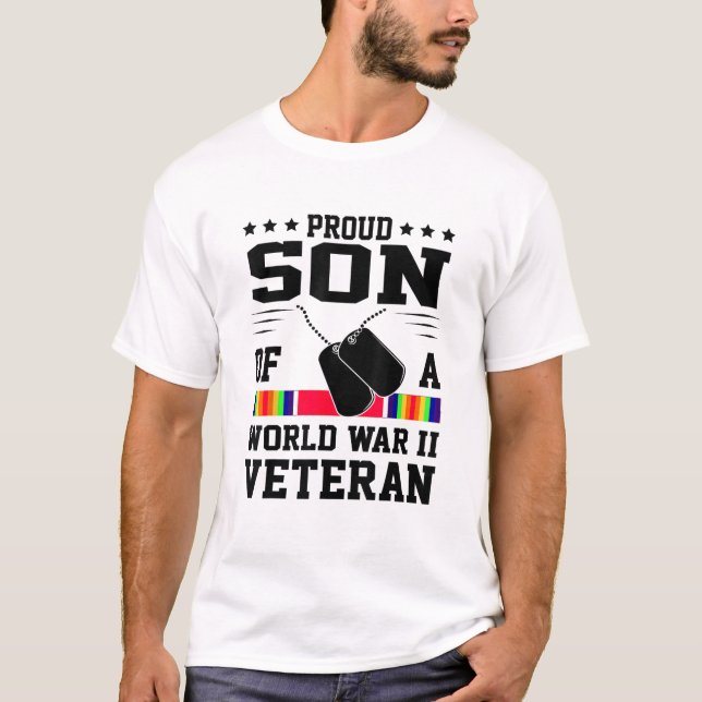 stolt son till WWII-Världskriget 2 Veteran T Shirt (Framsida)