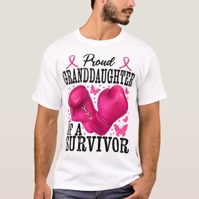 Stolt sondöverlevande bröstcancer boxning  t shirt (Framsida)