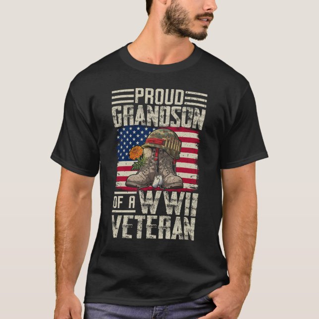 Stolt sonson till en krigsveteran från andra värld t shirt (Framsida)