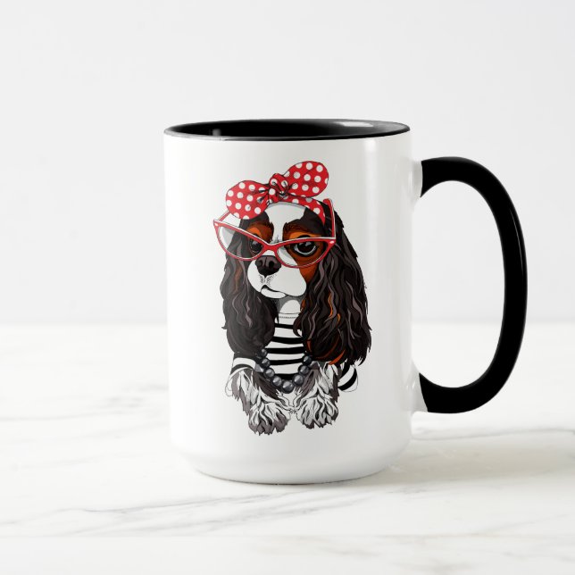 Stolt Spaniel för kung Charles från Paris med Mugg (Höger)