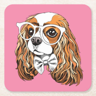 Stolt Spanielporträtt för kung Charles Underlägg Papper Kvadrat