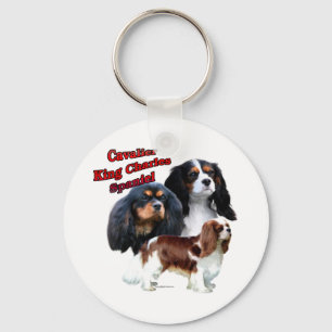Stolt SpanielTrio 2 för kung Charles - Keychain Nyckelring