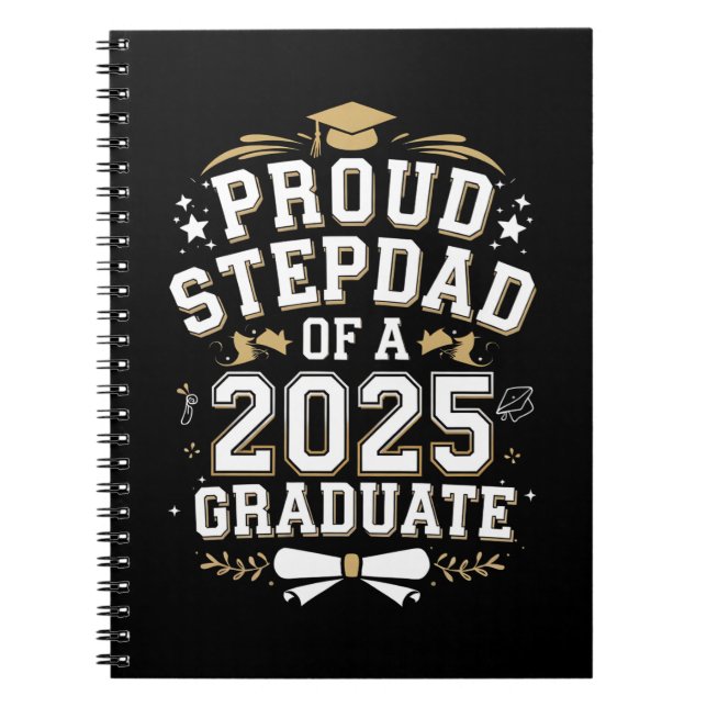 stolt Steg Pappa av 2025 Student Studenten Anteckningsbok (Framsidan)