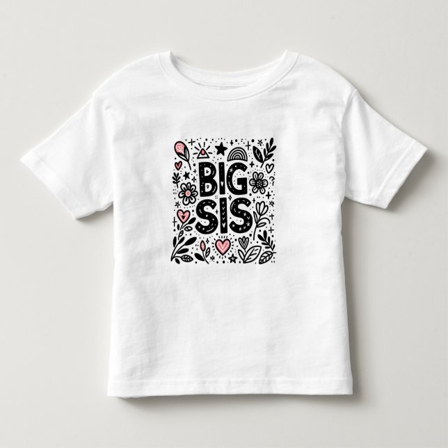 Stolt stor syster - Blommig firande T Shirt (Framsida)