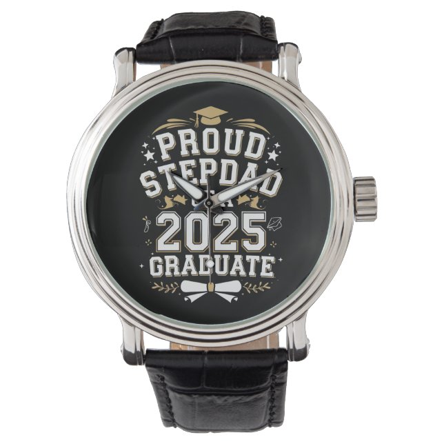 Stolt styvfar till en 2025 års examen examen armbandsur (Framsida)