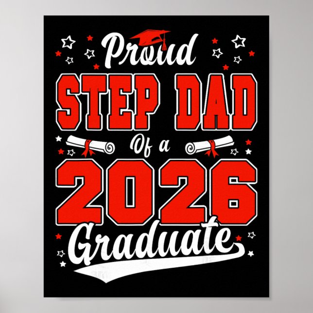 Stolt styvfar till en Cl Of 2026 examen seniorgra Poster (Framsidan)
