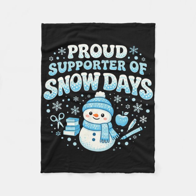 Stolt supporter av snödagar Rolig lärare  Fleecefilt (Framsidan)