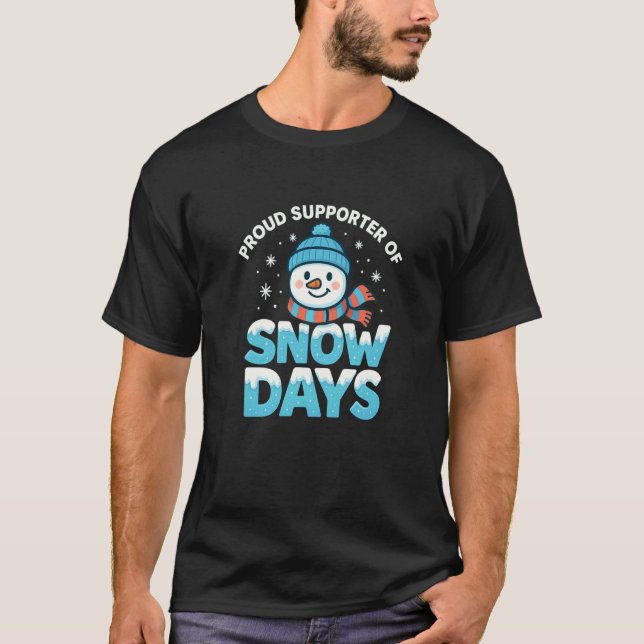 Stolt supporter av snödagar snöman t shirt (Framsida)