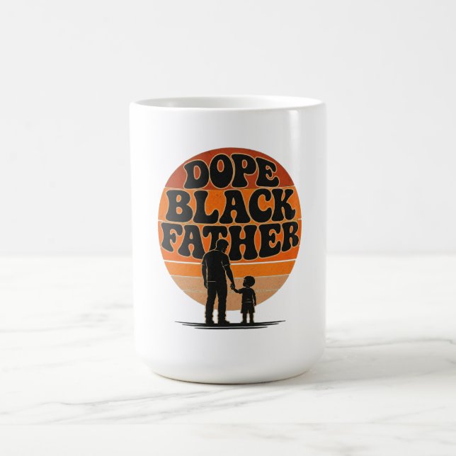 Stolt svart far och son Retro solnedgångsdesign Kaffemugg (Center)
