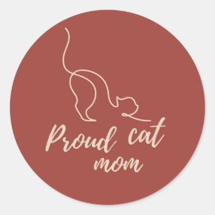 Stolt svart kattmamma-dekalj – Minimalistisk prese Runt Klistermärke