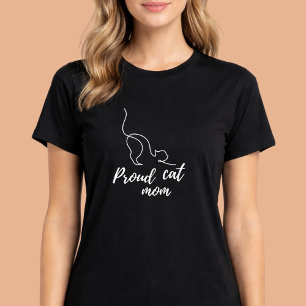Stolt svart kattmamma T-shirt – Snygg present till