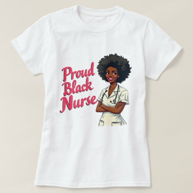 Stolt svart sjuksköterske-design t shirt (Design framsida)