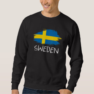 Stolt Sverige Flagga Elegant Patriotisk Svensk F Lång Ärmad Tröja
